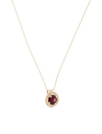 Pre-owned Necklace 10k Garnet Pendant , 18" In Multi