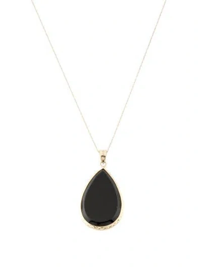 Pre-owned Necklace 10k Onyx Tear Drop Pendant , 18" In Multi