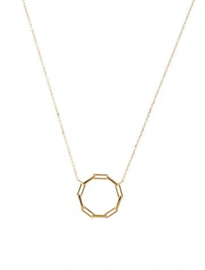 Pre-owned Necklace 10k Paperclip Circle Pendant , 17" In Multi
