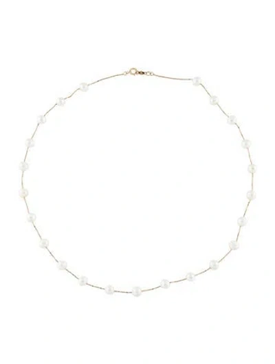 Pre-owned Necklace 10k Pearl Station , 17.25" In Multi