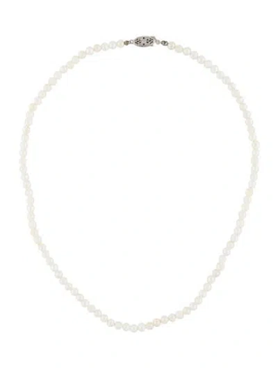 Pre-owned Necklace 10k Pearl Strand , 14.5" In Multi