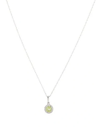 Pre-owned Necklace 10k Peridot & Diamond Pendant , 18" In Multi