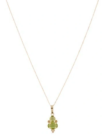 Pre-owned Necklace 10k Peridot Pendant , 18" In Multi