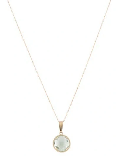 Pre-owned Necklace 10k Prasiolite Pendant , 18" In Multi