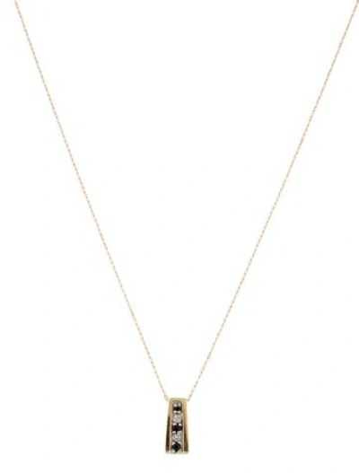 Pre-owned Necklace 10k Sapphire & Diamond Pendant , 18" In Multi
