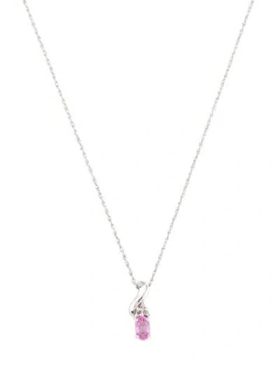 Pre-owned Necklace 10k Sapphire & Diamond Pendant , 18" In Multi
