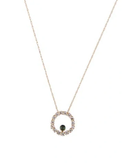 Pre-owned Necklace 10k Sapphire & Topaz Pendant , 18" In Multi