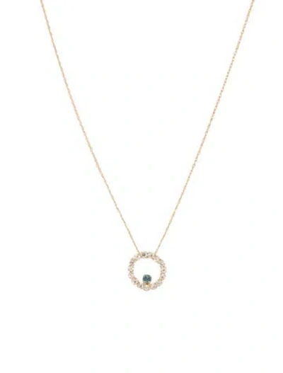 Pre-owned Necklace 10k Sapphire & Topaz Pendant , 18" In Multi