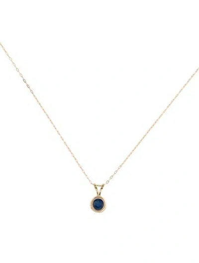 Pre-owned Necklace 10k Sapphire Solitaire Pendant , 16" In Multi