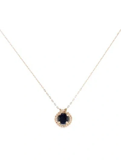 Pre-owned Necklace 10k Sapphire Solitaire Pendant , 18" In Multi
