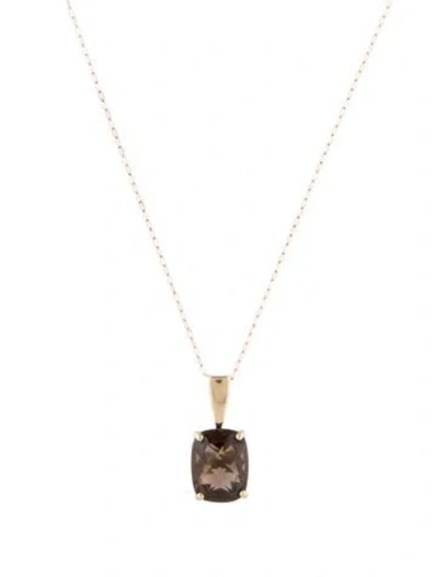 Pre-owned Necklace 10k Smokey Quartz Pendant , 17.75" In Multi