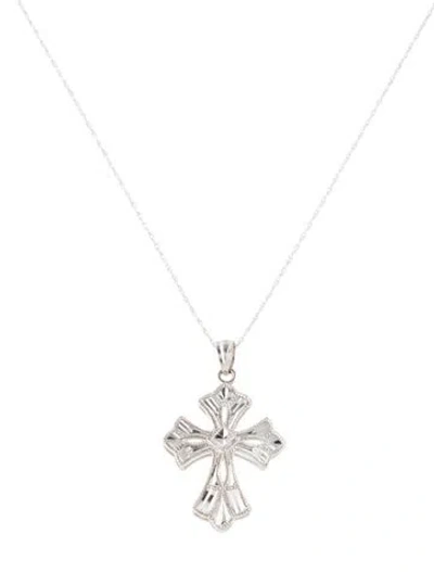 Pre-owned Necklace 10k Textured Cross Pendant , 16" In Multi