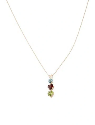 Pre-owned Necklace 10k Topaz, Garnet & Peridot Pendant , 17.75" In Multi