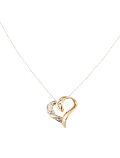 Pre-owned Necklace 10k Two Tone Heart Pendant , 23" In Multi