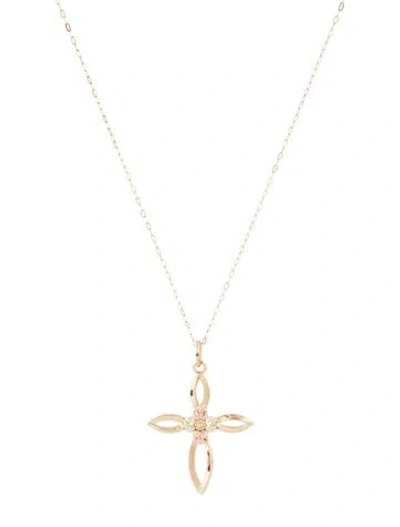 Pre-owned Necklace 10k Two-tone Cross Pendant , 18" In Multi