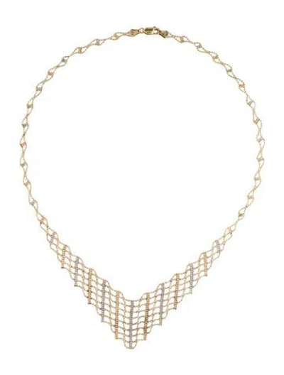 Pre-owned Necklace 10k Two-tone Woven Ball Chain Bib Collar, 17" In Multi