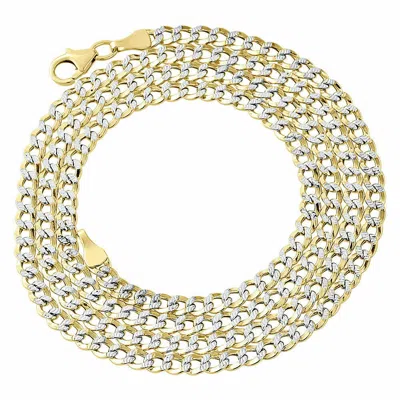Pre-owned Necklace 10k Yellow Gold 3.5mm 3.5 Mm Diamond Cut Curb Cuban Chain  22 Inch 22"