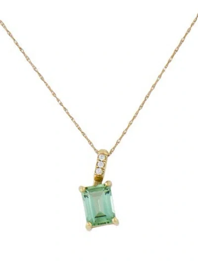 Pre-owned Necklace 1.18ct Tourmaline & Diamond Pendant , 18" In Multi
