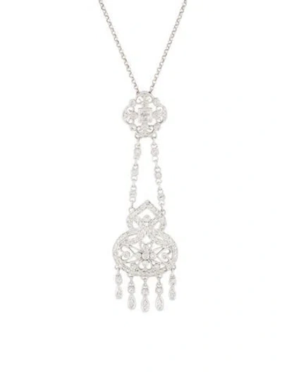 Pre-owned Necklace 1.35ctw Diamond Chandelier Pendant , 18" In Multi