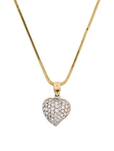 Pre-owned Necklace 1.37ctw Diamond Heart Pendant , 18" In Multi