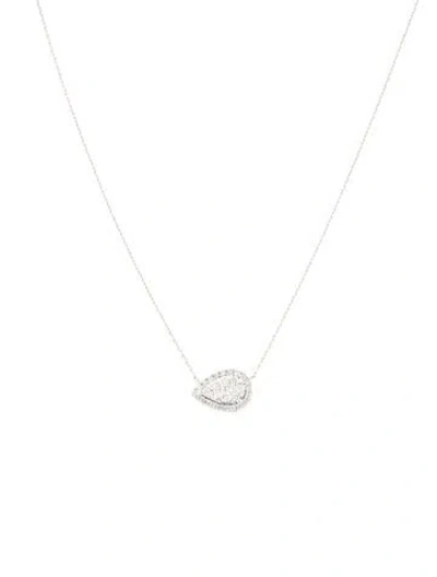 Pre-owned Necklace 14k 0.33ctw. Diamond Sideways Teardrop Cluster Pendant, 18" In Multi