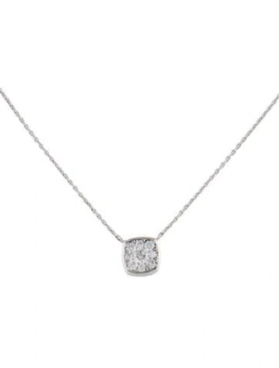 Pre-owned Necklace 14k 0.33ctw.diamond Square Pendant , 18" In Multi