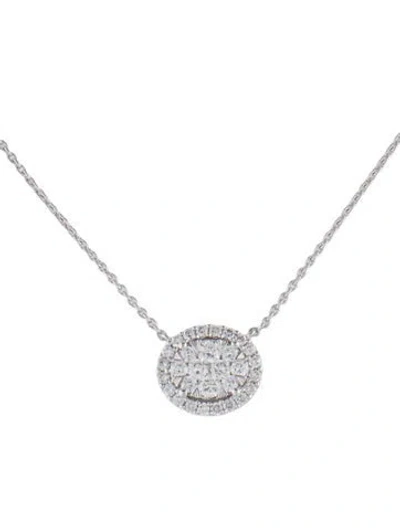 Pre-owned Necklace 14k 0.75ctw.diamond Oval Cluster Pendant, 18" In Multi