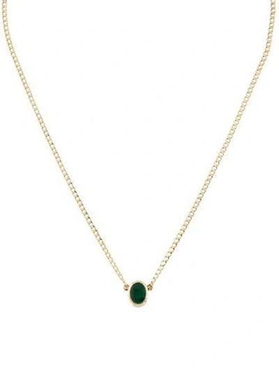 Pre-owned Necklace 14k 1.00ct Emerald Pendant , 16" In Multi