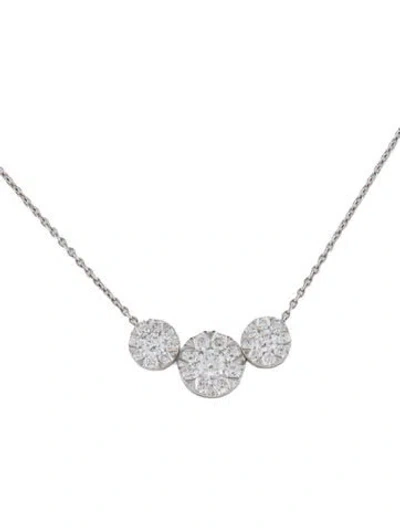Pre-owned Necklace 14k 1.00ctw. Diamond Three Cluster Pendant , 18" In Multi