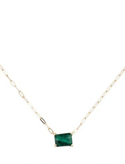 Pre-owned Necklace 14k 1.02ct Emerald Pendant , 18" In Multi