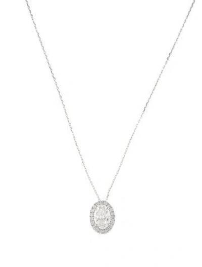 Pre-owned Necklace 14k 1.02ctw Lab-grown Diamond Halo Pendant , 18" In Multi