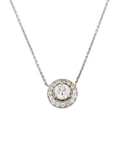 Pre-owned Necklace 14k 1.03ctw Diamond Cluster Pendant , 17.5" In Multi