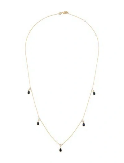Pre-owned Necklace 14k 1.03ctw Sapphire & Diamond Station , 18" In Multi