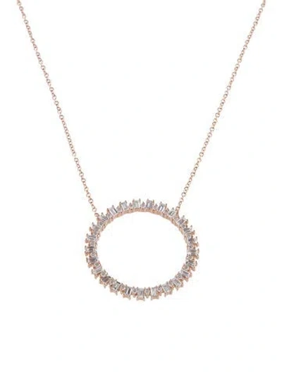 Pre-owned Necklace 14k 1.05ctw Diamond Circle Pendant , 18" In Multi