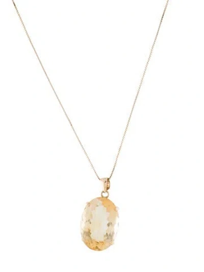 Pre-owned Necklace 14k 11.11ct Citrine Pendant , 18" In Multi