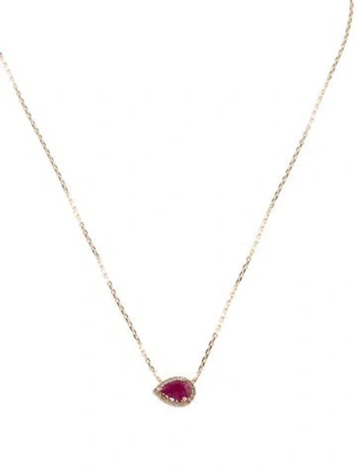 Pre-owned Necklace 14k 1.11ct Ruby & Diamond Pendant , 18" In Multi