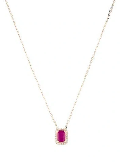 Pre-owned Necklace 14k 1.11ctw Ruby & Diamond Pendant , 18" In Multi