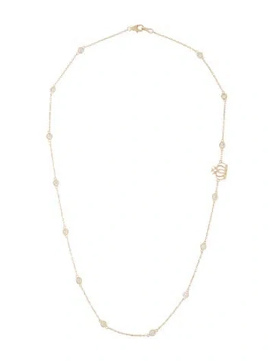 Pre-owned Necklace 14k 1.13ctw Diamond Crown Station , 18" In Multi
