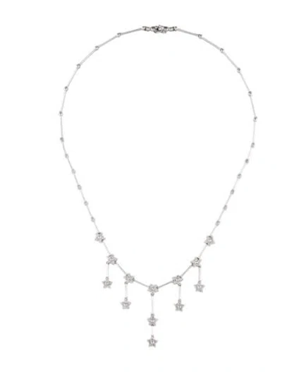 Pre-owned Necklace 14k 1.15ctw Diamond Floral Fringe Collar , 15" In Multi