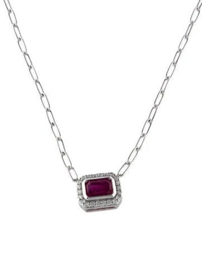 Pre-owned Necklace 14k 1.15ctw Ruby & Diamond Pendant , 17.75" In Multi