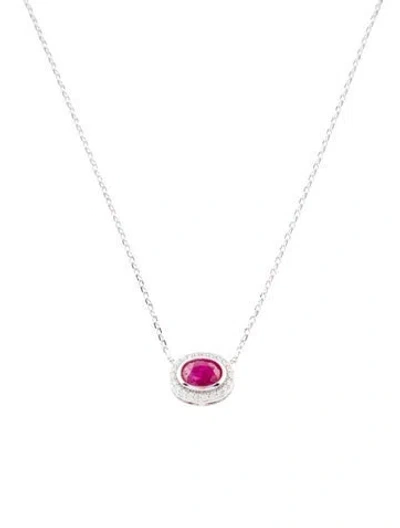 Pre-owned Necklace 14k 1.19ct Ruby & Diamond Pendant , 18" In Multi