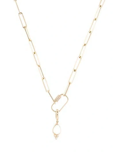 Pre-owned Necklace 14k 1.20ct Moonstone & Diamond Convertible Pendant , 18.25" In Multi