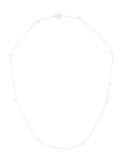 Pre-owned Necklace 14k 1.20ctw Diamond Station Choker , 15" In Multi