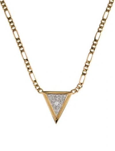 Pre-owned Necklace 14k 1.23ctw Diamond Triangle Pendant , 19" In Multi