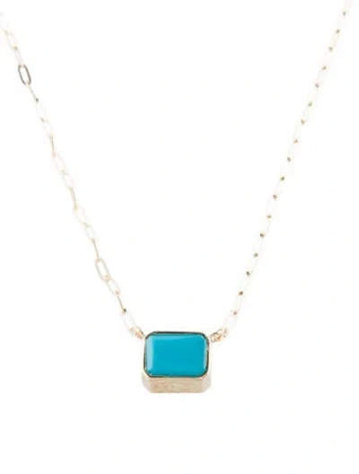Pre-owned Necklace 14k 1.24ct Turquoise Pendant , 17" In Multi