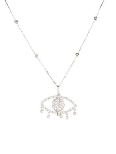 Pre-owned Necklace 14k 1.25ctw Diamond Eye Pendant , 16" In Multi