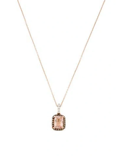 Pre-owned Necklace 14k 1.26ct Morganite & Diamond Pendant , 18" In Multi