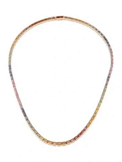 Pre-owned Necklace 14k 12.88ctw Sapphire Tennis , 15.5" In Multi