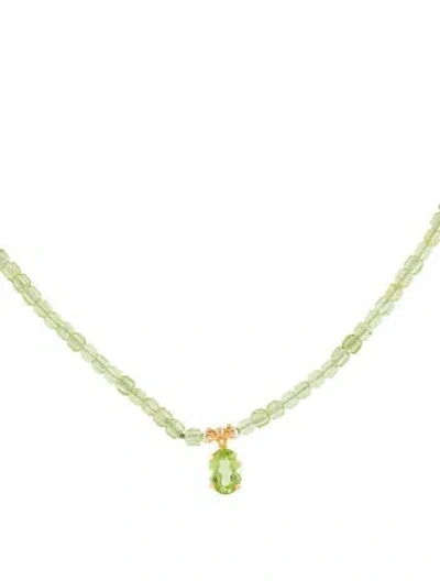 Pre-owned Necklace 14k 1.29ct Peridot Pendant , 18" In Multi
