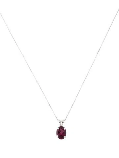 Pre-owned Necklace 14k 1.29ct Rhodolite Pendant , 15.5" In Multi